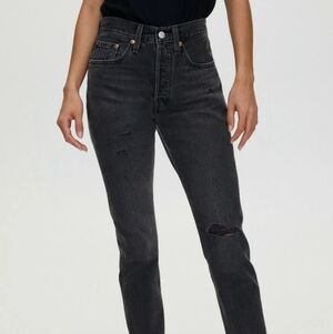 Levi’s 501 Ripped High Waist Skinny Jeans Black Mail Women W25 x L30 ( XS/2)